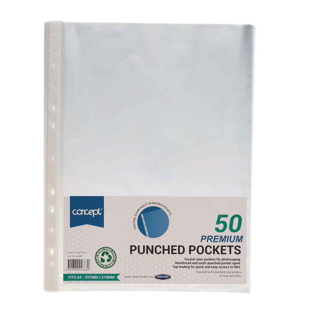 Concept A4 Punched Pockets 50pcs
