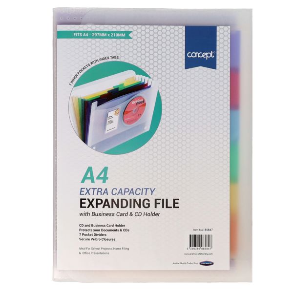 Concept A4 7 Pocket Expanding File