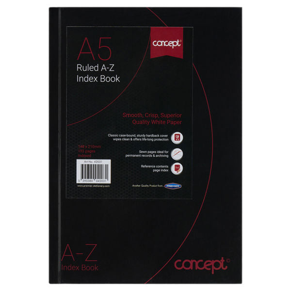 Concept A5 192pg A-Z Index Book