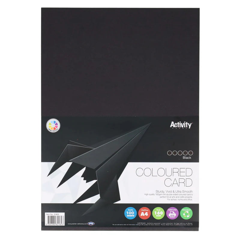 A4 160gsm Black Card - 100 Sheets