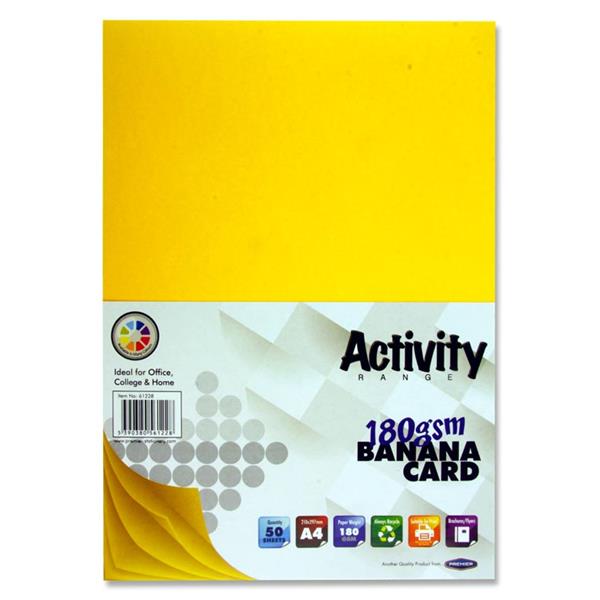 A4 160gsm Banana Card - 50 Sheets