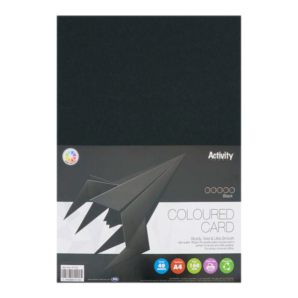 A4 160gsm Black Card - 40 Sheets