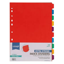 Concept Extra Strong Index Dividers 10 Parts