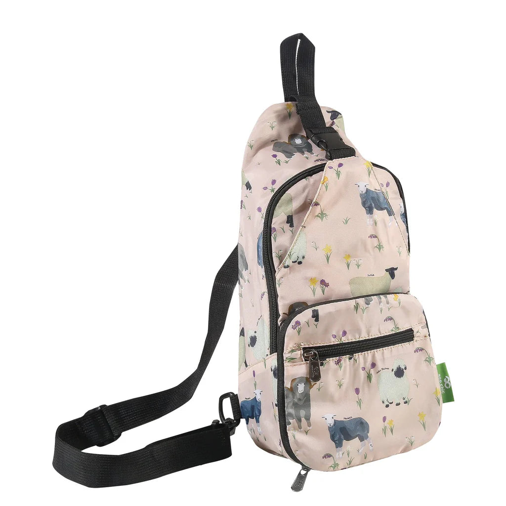 Eco Chic Lightweight Foldable Crossbody Bag Sheep Realism