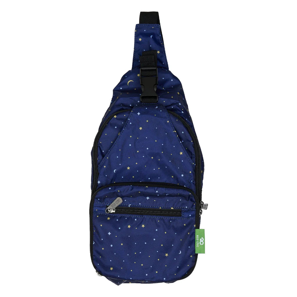 Eco Chic Lightweight Foldable Crossbody Bag Stars and Moons
