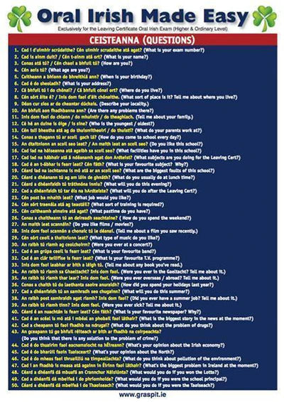 Oral Irish Made Easy - Glance Card