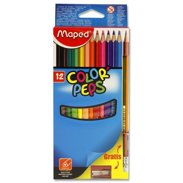 MapedPkt.12 Color'peps Colour Pencils + Pencil/Sharpener