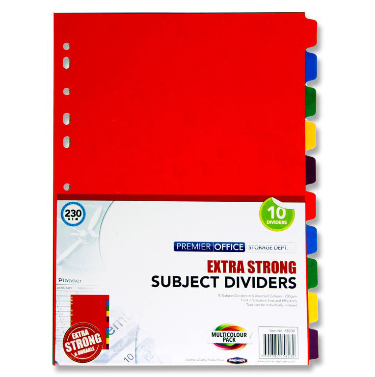 Premier Office 230gsm Extra Strong Subject Dividers - 10 Part